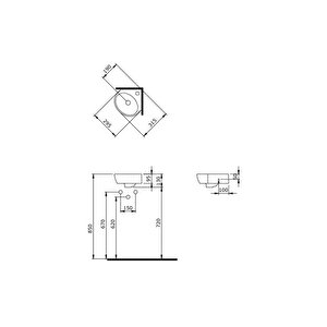 Taromina Köşe Lavabo 30 Cm Mat Buz Mavi 1392-029-0126