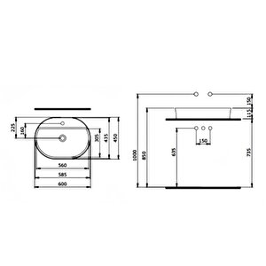 Sottile Slim 60 Cm Oval Mat Gri Tezgah Üstü Lavabo 1600-006-0126