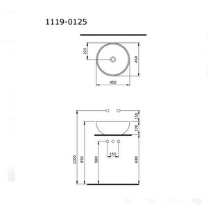 Venezia Çanak Lavabo 45 Cm Mat Gri 1119-006-0125