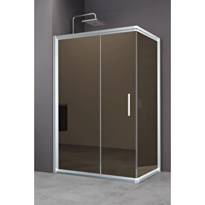 Minesota Temperli 6 Mm Dikdörtgen Cam Duşakabin Mat Krom Profil Bronz Reflekte Cam 90x110 cm