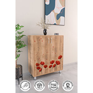 Red Anemone 4 Raflı Ayakkabılık Antre Hol Çok Amaçlı Ayakkabı Dolabı Ahşap