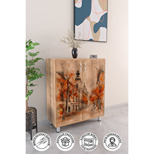 Charming Autumn 4 Raflı Ayakkabılık Antre Hol Çok Amaçlı Ayakkabı Dolabı Ahşap