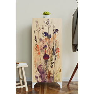 Floral 3 Raflı Çok Amaçlı Dolap Mutfak Salon Banyo Ofis Salon Dolabı Akçaağaç