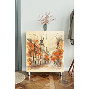 Charming Autumn 4 Raflı Ayakkabılık Antre Hol Çok Amaçlı Ayakkabı Dolabı Akçaağaç