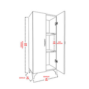 Red Dressed Women 3 Raflı Çok Amaçlı Dolap Mutfak Salon Banyo Ofis Salon Dolabı
