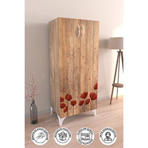 Red Anemone 3 Raflı Çok Amaçlı Dolap Mutfak Salon Banyo Ofis Salon Dolabı Ahşap