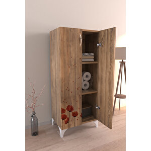 Red Anemone 3 Raflı Çok Amaçlı Dolap Mutfak Salon Banyo Ofis Salon Dolabı Ahşap