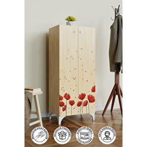 Red Anemone 3 Raflı Çok Amaçlı Dolap Mutfak Salon Banyo Ofis Salon Dolabı Akçaağaç
