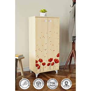 Red Anemone 3 Raflı Çok Amaçlı Dolap Mutfak Salon Banyo Ofis Salon Dolabı Akçaağaç