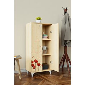 Red Anemone 3 Raflı Çok Amaçlı Dolap Mutfak Salon Banyo Ofis Salon Dolabı Akçaağaç