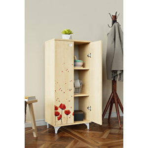 Red Anemone 3 Raflı Çok Amaçlı Dolap Mutfak Salon Banyo Ofis Salon Dolabı Akçaağaç