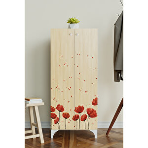 Red Anemone 3 Raflı Çok Amaçlı Dolap Mutfak Salon Banyo Ofis Salon Dolabı Akçaağaç