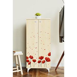 Red Anemone 3 Raflı Çok Amaçlı Dolap Mutfak Salon Banyo Ofis Salon Dolabı Akçaağaç
