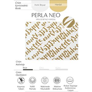 Perla Neo Prn 02 Beyaz Hardal Pamuklu Banyo Balkon Kilim Makinede Yıkanabilir Mutfak Kilim 75x120 cm