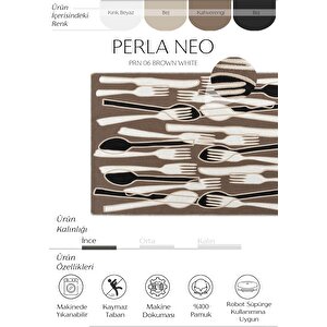 Perla Neo Prn 06 Brown White Pamuklu Banyo Balkon Kilimi Makinede Yıkanabilir Mutfak Kilim 75x180 cm