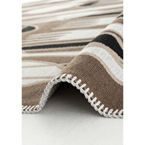 Cool Halı Perla Neo Prn 06 Brown White Pamuklu Banyo Balkon Kilimi Makinede Yıkanabilir Mutfak Kilim