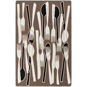 Cool Halı Perla Neo Prn 06 Brown White Pamuklu Banyo Balkon Kilimi Makinede Yıkanabilir Mutfak Kilim