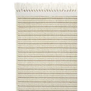 Hasır 622 Krem Halı İnce Mutfak Halısı Yazlık Halı Kilim Kesme Halı Yolluk Antre Hol Koridor Halısı 120x300 cm