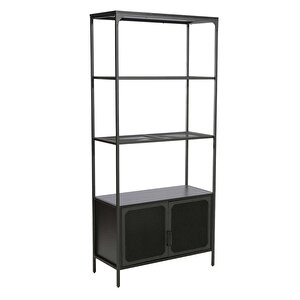 Adore Gaming Cage Metal Kitaplık - Siyah 80x177x36 Cm