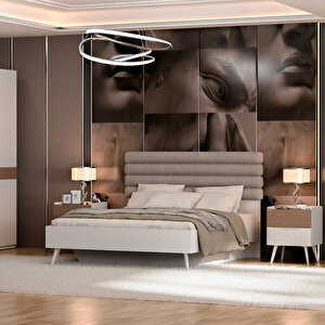 Milano Çift Kişilik Karyola - Vizon/zebra 166x120x205 Cm