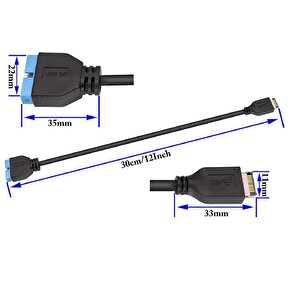 5076 Usb 3.1 Type-e Male To Usb 3.0 19 20 Pin Dişi Uzatma Kablosu
