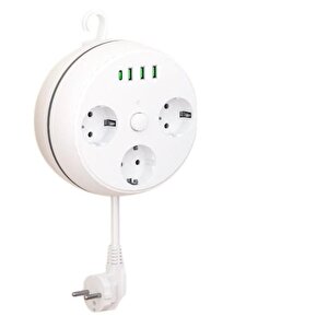 Vea Ve-26583 3'lü 1.5 Metre Kablolu 3 Usb + Type-c Gi̇ri̇şli̇ Akim Korumali Grup Pri̇z