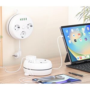 Vea Ve-26583 3'lü 1.5 Metre Kablolu 3 Usb + Type-c Gi̇ri̇şli̇ Akim Korumali Grup Pri̇z