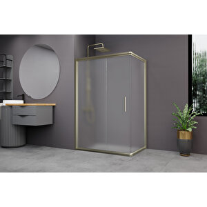 Minesota Temperli 6 Mm Dikdörtgen Cam Duşakabin Bronz Profil Buzlu Cam 90x150 cm