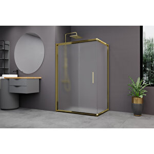 Minesota Temperli 6 Mm Dikdörtgen Cam Duşakabin Altın Profil Buzlu Cam 80x120 cm