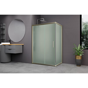 Minesota Temperli 6 Mm Dikdörtgen Cam Duşakabin Bronz Profil Buzlu Cam 80x110 cm