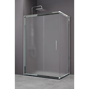 Minesota Temperli 6 Mm Dikdörtgen Cam Duşakabin Ultra Parlak Krom Profil Buzlu Cam 70x140 cm