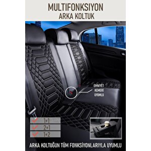 Fiat Marea Station Wagon Uyumlu Lüx Deri Oto Koltuk Kılıfı Ön Arka Takım Crystal Serisi Si̇yah Beyaz Siyah - Beyaz