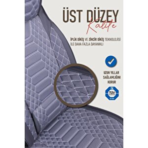Chery Kimo Uyumlu Lüx Deri Oto Koltuk Kılıfı Ön Arka Takım Crystal Serisi Füme
