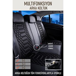 Seat Exeo Uyumlu Lüx Deri Oto Koltuk Kılıfı Ön Arka Takım Crystal Serisi Tam Si̇yah Siyah