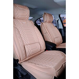 Seat Exeo Uyumlu Lüx Deri Oto Koltuk Kılıfı Ön Arka Takım Crystal Serisi Bej Bej