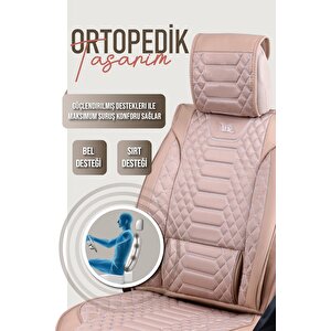Seat Exeo Uyumlu Lüx Deri Oto Koltuk Kılıfı Ön Arka Takım Crystal Serisi Bej Bej