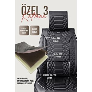 Toyota Avensis 2003-2009 Uyumlu Lüx Deri Oto Koltuk Kılıfı Ön Arka Takım Crystal Serisi Si̇yah Beyaz