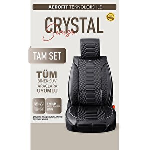 Tofaş Doğan Slx Uyumlu Lüx Deri Oto Koltuk Kılıfı Ön Arka Takım Crystal Serisi Si̇yah Beyaz Siyah - Beyaz