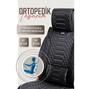 Tofaş Doğan Slx Uyumlu Lüx Deri Oto Koltuk Kılıfı Ön Arka Takım Crystal Serisi Si̇yah Beyaz
