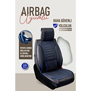 Tofaş Doğan Slx Uyumlu Lüx Deri Oto Koltuk Kılıfı Ön Arka Takım Crystal Serisi Si̇yah Mavi̇
