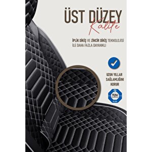 Suzuki Swift 96-2002 Uyumlu Lüx Deri Oto Koltuk Kılıfı Ön Arka Takım Crystal Serisi Si̇yah Beyaz