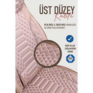 Chery Chance Uyumlu Lüx Deri Oto Koltuk Kılıfı Ön Arka Takım Crystal Serisi Bej