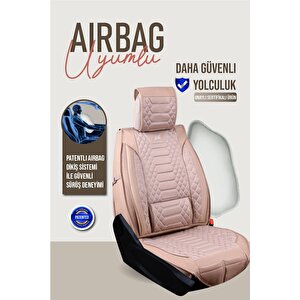 Kia Venga Uyumlu Lüx Deri Oto Koltuk Kılıfı Ön Arka Takım Crystal Serisi Bej