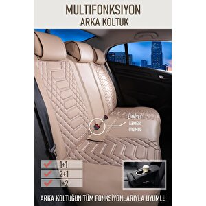 Chevrolet Spark Uyumlu Lüx Deri Oto Koltuk Kılıfı Ön Arka Takım Crystal Serisi Bej
