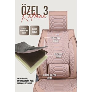 Tofaş Şahin 1.6 Uyumlu Lüx Deri Oto Koltuk Kılıfı Ön Arka Takım Crystal Serisi Bej