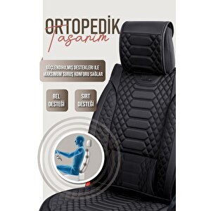 Tofaş Şahin 1.6 Ie Uyumlu Lüx Deri Oto Koltuk Kılıfı Ön Arka Takım Crystal Serisi Tam Si̇yah