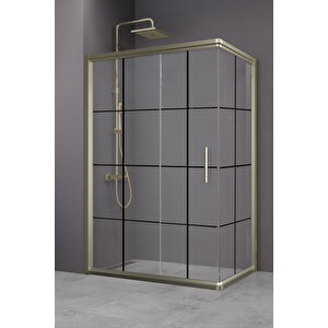Minesota Temperli 6 Mm Dikdörtgen Cam Duşakabin Bronz Profil Siyah Karolaj Cam 90x130 cm