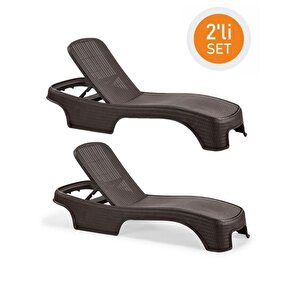 Sy-2536 Kahverengi Brezza Royal Rattan Lüks Şezlong 2'li Set