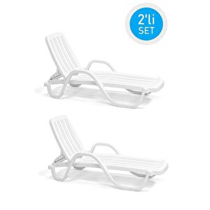 Sy-2535 Beyaz Lüks Plaj Havuz Kollu Şezlong