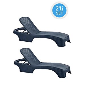 Sy-2536 Antrasit Brezza Royal Lüks Rattan Şezlong 2'li Set